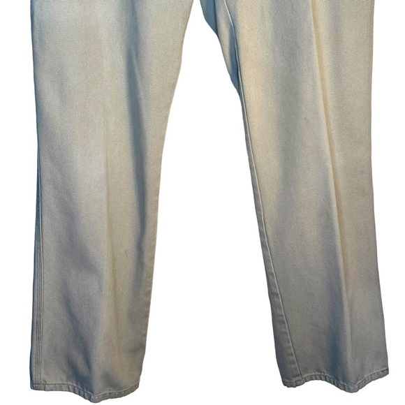 Orvis Men’s Heavyweight Cotton Textured Rugged Tan Pants With Leather Trim W36 … - Picture 3 of 10